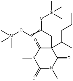 57397-41-8 2,4,6(1H,3H,5H)-Pyrimidinetrione, 5-[2,3-bis[(trimethylsilyl)oxy]-2-pr openyl]-1,3-dimethyl-5-(1-methylbutyl)-