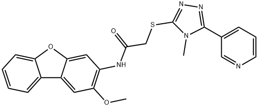 Acetamide, N-(2-methoxy-3-dibenzofuranyl)-2-[[4-methyl-5-(3-pyridinyl)-4H-1,2,4-triazol-3-yl]thio]- (9CI) Struktur