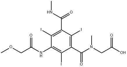 2-[N-[2,4,6-Triiodo-3-[(2-methoxyacetyl)amino]-5-(methylaminocarbonyl)benzoyl]-N-methylamino]acetic acid Struktur