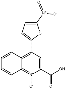 4-(5-ニトロ-2-フラニル)-2-キノリンカルボン酸1-オキシド 化学構造式