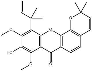 11-(1,1-Dimethyl-2-propenyl)-9-hydroxy-8,10-dimethoxy-2,2-dimethylpyrano[3,2-c]xanthen-7(2H)-one,57493-07-9,结构式