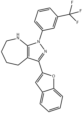 Pyrazolo[3,4-b]azepine, 3-(2-benzofuranyl)-1,4,5,6,7,8-hexahydro-1-[3-(trifluoromethyl)phenyl]- (9CI) 化学構造式