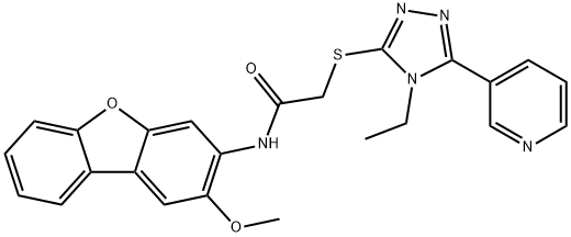 Acetamide, 2-[[4-ethyl-5-(3-pyridinyl)-4H-1,2,4-triazol-3-yl]thio]-N-(2-methoxy-3-dibenzofuranyl)- (9CI) Structure