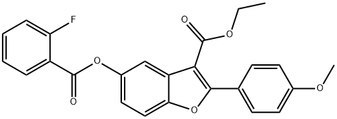 3-Benzofurancarboxylicacid,5-[(2-fluorobenzoyl)oxy]-2-(4-methoxyphenyl)-,ethylester(9CI) Structure