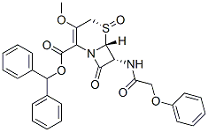 diphenylmethyl [5S-(5alpha,6beta,7alpha)]-3-methoxy-8-oxo-7-(phenoxyacetamido)-5-thia-1-azabicyclo[4.2.0]oct-2-ene-2-carboxylate 5-oxide Structure
