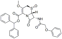 diphenylmethyl [5R-(5alpha,6alpha,7beta)]-3-methoxy-8-oxo-7-(phenoxyacetamido)-5-thia-1-azabicyclo[4.2.0]oct-2-ene-2-carboxylate 5-oxide Structure