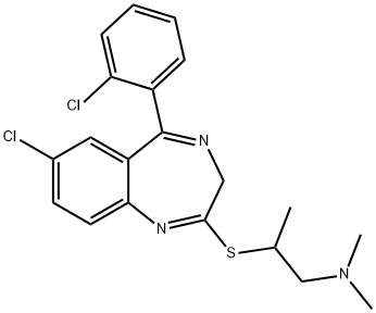 1-Propanamine, 2-7-chloro-5-(2-chlorophenyl)-3H-1,4-benzodiazepin-2-ylthio-N,N-dimethyl-,57616-63-4,结构式