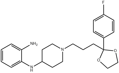 N-[1-[3-[2-(4-fluorophenyl)-1,3-dioxolan-2-yl]propyl]piperidin-4-yl]benzene-1,4-diamine Structure