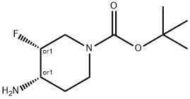cis-tert-butyl 4-amino-3-fluoropiperidine-1-carboxylate 化学構造式
