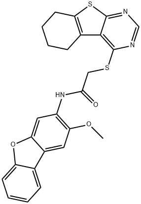 Acetamide, N-(2-methoxy-3-dibenzofuranyl)-2-[(5,6,7,8-tetrahydro[1]benzothieno[2,3-d]pyrimidin-4-yl)thio]- (9CI) Structure