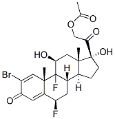 21-(アセチルオキシ)-2-ブロモ-6β,9-ジフルオロ-11β,17-ジヒドロキシプレグナ-1,4-ジエン-3,20-ジオン 化学構造式