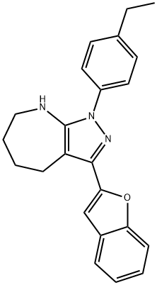 Pyrazolo[3,4-b]azepine, 3-(2-benzofuranyl)-1-(4-ethylphenyl)-1,4,5,6,7,8-hexahydro- (9CI) Structure