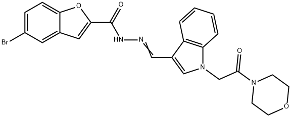 2-Benzofurancarboxylicacid,5-bromo-,[[1-[2-(4-morpholinyl)-2-oxoethyl]-1H-indol-3-yl]methylene]hydrazide(9CI) Structure