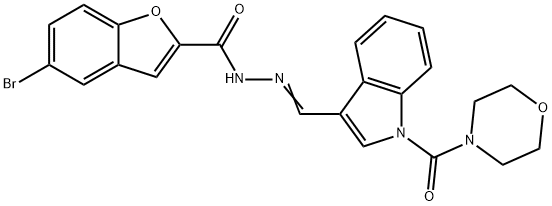 2-Benzofurancarboxylicacid,5-bromo-,[[1-(4-morpholinylcarbonyl)-1H-indol-3-yl]methylene]hydrazide(9CI) 化学構造式