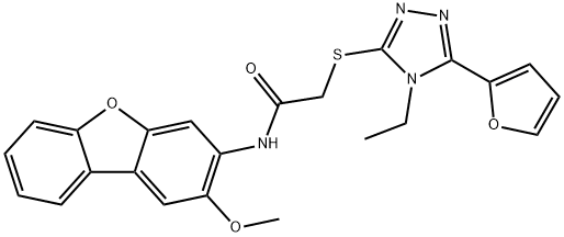 Acetamide, 2-[[4-ethyl-5-(2-furanyl)-4H-1,2,4-triazol-3-yl]thio]-N-(2-methoxy-3-dibenzofuranyl)- (9CI) 化学構造式