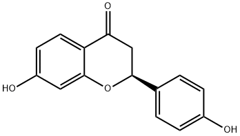 (2S)-2α-(4-ヒドロキシフェニル)-7-ヒドロキシ-3,4-ジヒドロ-2H-1-ベンゾピラン-4-オン 化学構造式