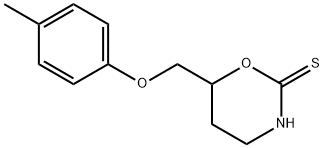 3,4,5,6-Tetrahydro-6-(p-tolyloxymethyl)-2H-1,3-oxazine-2-thione,57841-31-3,结构式