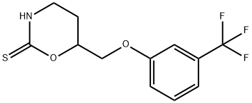 3,4,5,6-Tetrahydro-6-(3-trifluoromethylphenoxymethyl)-2H-1,3-oxazine-2-thione Struktur