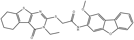 Acetamide, 2-[(3-ethyl-3,4,5,6,7,8-hexahydro-4-oxo[1]benzothieno[2,3-d]pyrimidin-2-yl)thio]-N-(2-methoxy-3-dibenzofuranyl)- (9CI) Structure