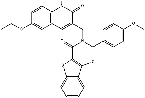 Benzo[b]thiophene-2-carboxamide, 3-chloro-N-[(6-ethoxy-1,2-dihydro-2-oxo-3-quinolinyl)methyl]-N-[(4-methoxyphenyl)methyl]- (9CI)|