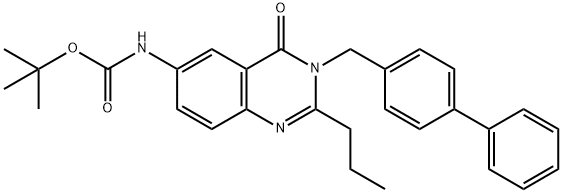 Carbamic acid, [3-([1,1-biphenyl]-4-ylmethyl)-3,4-dihydro-4-oxo-2-propyl-6-quinazolinyl]-, 1,1-dimethylethyl ester (9CI) Struktur