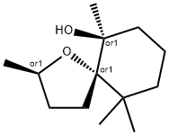 [2alpha,5alpha(R*)]-2,6,10,10-tetramethyl-1-oxaspiro[4.5]decan-6-ol Struktur