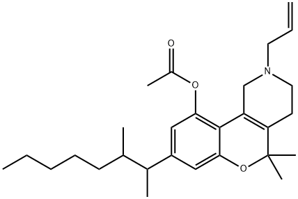 1,2,3,4-Tetrahydro-5,5-dimethyl-8-(1,2-dimethylheptyl)-10-acetyloxy-2-(2-propenyl)-5H-[1]benzopyrano[4,3-c]pyridine Structure