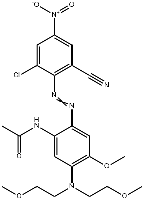 N-[5-[bis(2-methoxyethyl)amino]-2-[(2-chloro-6-cyano-4-nitrophenyl)azo]-4-methoxyphenyl]acetamide Struktur