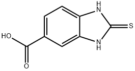 2-メルカプト-5-ベンゾイミダゾールカルボン酸 化学構造式