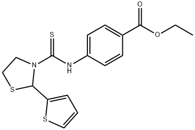 Benzoic acid, 4-[[[2-(2-thienyl)-3-thiazolidinyl]thioxomethyl]amino]-, ethyl ester (9CI),581781-20-6,结构式