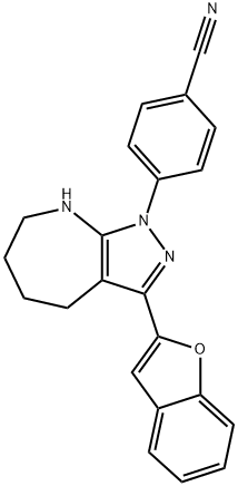 Benzonitrile, 4-[3-(2-benzofuranyl)-5,6,7,8-tetrahydropyrazolo[3,4-b]azepin-1(4H)-yl]- (9CI) Struktur