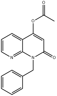 1,8-Naphthyridin-2(1H)-one, 4-(acetyloxy)-1-(phenylMethyl)- 化学構造式