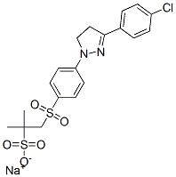 1-[[4-[3-(4-氯苯基)-4,5-二氢代-1H-吡唑-1-基]苯基]磺酰基]-2-甲基丙烷基-2-磺酸钠, 58370-37-9, 结构式