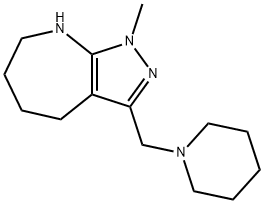 Pyrazolo[3,4-b]azepine, 1,4,5,6,7,8-hexahydro-1-methyl-3-(1-piperidinylmethyl)- (9CI) Structure