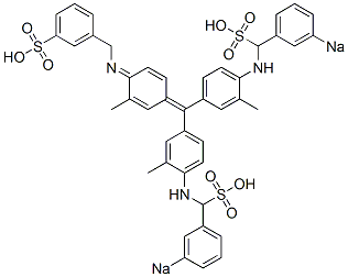 3-[[[4-[Bis[3-methyl-4-[(3-sodiosulfobenzyl)amino]phenyl]methylene]-2-methyl-2,5-cyclohexadien-1-ylidene]amino]methyl]benzenesulfonic acid,5844-06-4,结构式