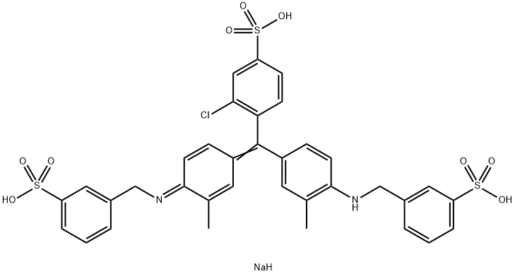 N-[4-[(2-Chloro-4-sodiosulfophenyl)[3-methyl-4-[(3-sodiosulfobenzyl)amino]phenyl]methylene]-2-methyl-2,5-cyclohexadien-1-ylidene]-3-sulfonatobenzenemethanaminium,5844-09-7,结构式