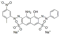 4-アミノ-5-ヒドロキシ-3-[(2-メチル-5-ニトロフェニル)アゾ]-6-(フェニルアゾ)-2,7-ナフタレンジスルホン酸ジナトリウム 化学構造式
