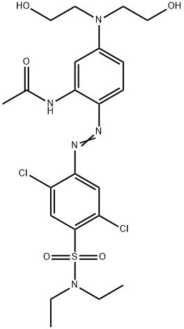 N-[5-[ビス(2-ヒドロキシエチル)アミノ]-2-[[2,5-ジクロロ-4-[(ジエチルアミノ)スルホニル]フェニル]アゾ]フェニル]アセトアミド 化学構造式