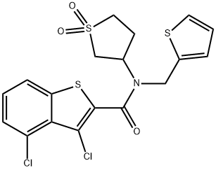 Benzo[b]thiophene-2-carboxamide, 3,4-dichloro-N-(tetrahydro-1,1-dioxido-3-thienyl)-N-(2-thienylmethyl)- (9CI) 结构式