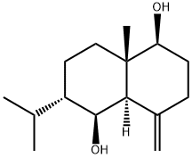 (1S,8aα)-デカヒドロ-4aβ-メチル-8-メチレン-2α-イソプロピル-1,5β-ナフタレンジオール 化学構造式