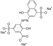 2-Hydroxy-3-[(1-hydroxy-4-sulfo-2-naphthalenyl)azo]-5-sulfobenzoic acid trisodium salt,5858-43-5,结构式