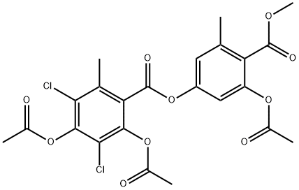 2,4-Bis(acetyloxy)-3,5-dichloro-6-methylbenzoic acid 3-(acetyloxy)-4-(methoxycarbonyl)-5-methylphenyl ester,5859-24-5,结构式