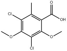 3,5-ジクロロ-4,6-ジメトキシ-2-メチル安息香酸 化学構造式