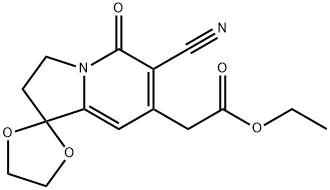 ETHYL 2-(6'-CYANO-5'-OXO-3',5'-DIHYDRO-2'H-SPIRO[[1,3]DIOXOLANE-2,1'-INDOLIZINE]-7'-YL)ACETATE Struktur