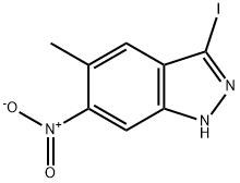 3-IODO-5-METHYL-6-NITRO-1H-INDAZOLE 化学構造式