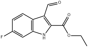 1H-INDOLE-2-CARBOXYLIC ACID,6-FLUORO-3-FORMYL-,ETHYL ESTER Struktur