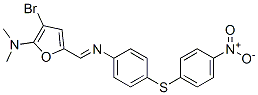 2-Furanamine,  3-bromo-N,N-dimethyl-5-[[[4-[(4-nitrophenyl)thio]phenyl]imino]methyl]- 结构式