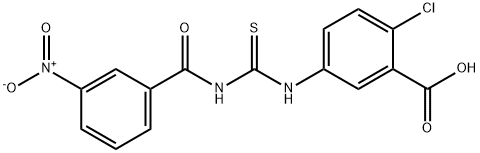 2-CHLORO-5-[[[(3-NITROBENZOYL)AMINO]THIOXOMETHYL]AMINO]-BENZOIC ACID 结构式