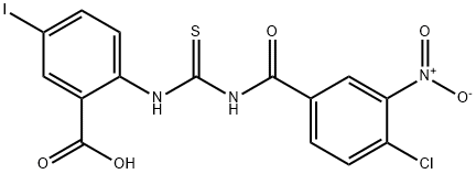 2-[[[(4-CHLORO-3-NITROBENZOYL)AMINO]THIOXOMETHYL]AMINO]-5-IODO-BENZOIC ACID 结构式