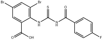 3,5-DIBROMO-2-[[[(4-FLUOROBENZOYL)AMINO]THIOXOMETHYL]AMINO]-BENZOIC ACID Structure